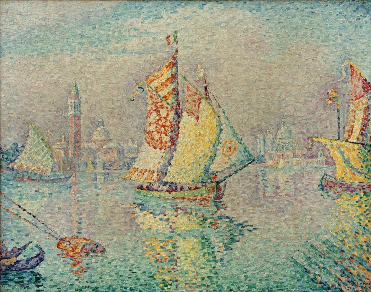 Lagune, gele sluier door Paul Signac