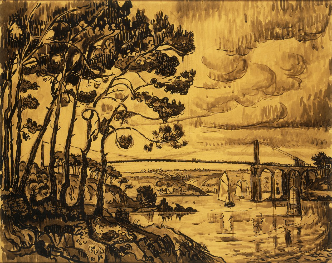 Le Pont de Lezardrieux, 1922 door Paul Signac