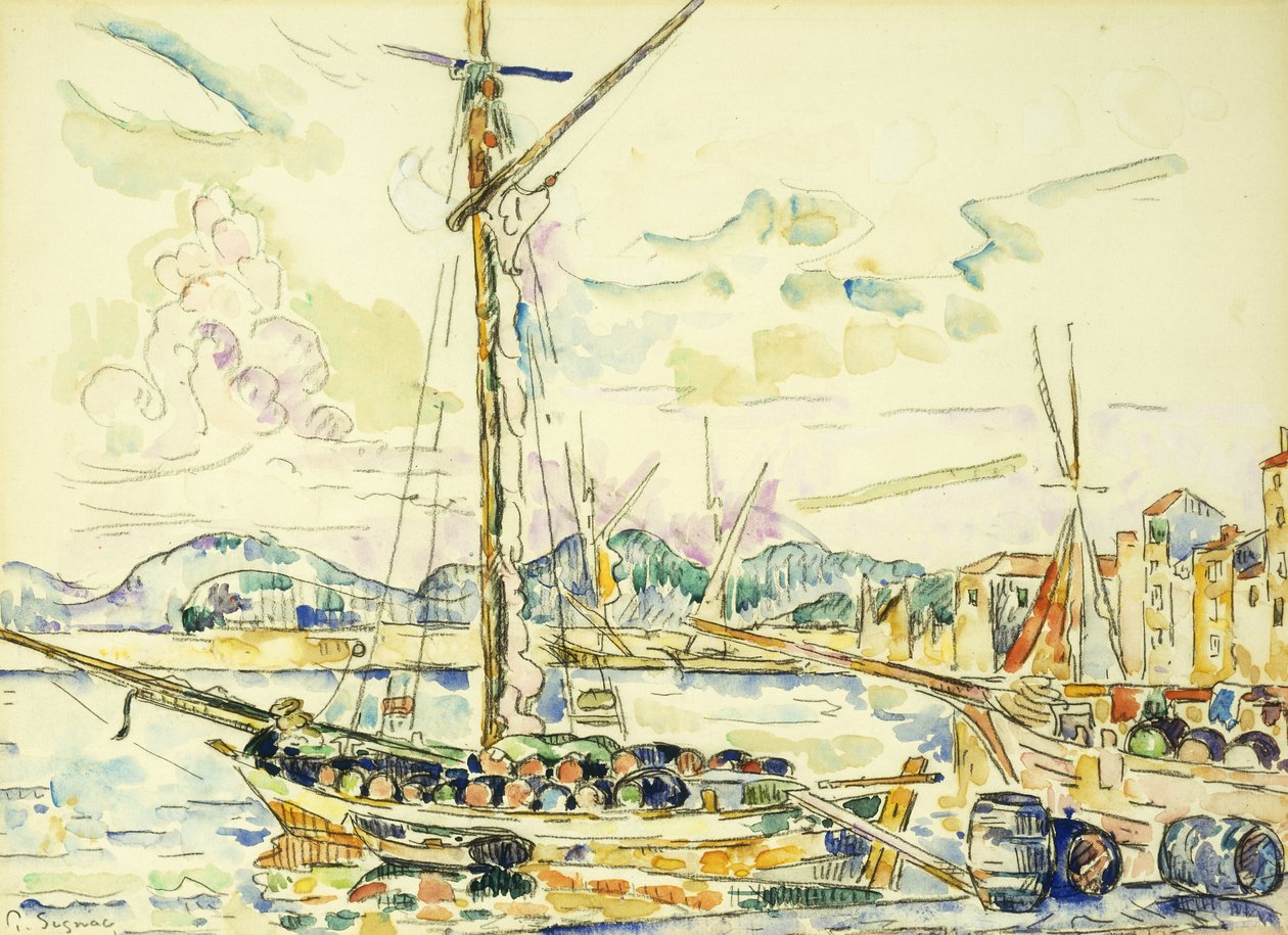 De haven van Saint-Tropez door Paul Signac