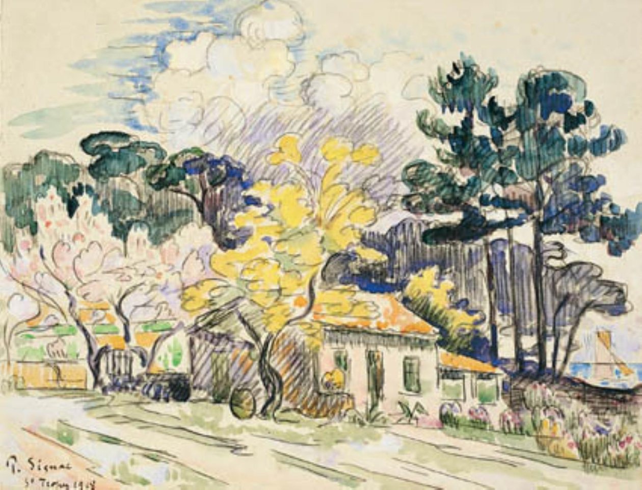 Saint Tropez. Le Cabanon (?) door Paul Signac