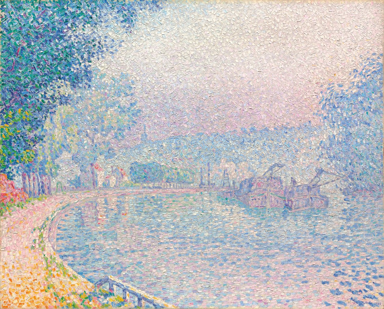 Samois, De Oever, Ochtend door Paul Signac