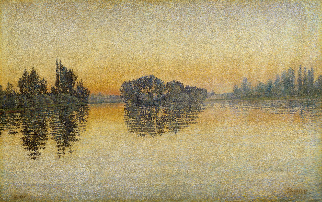 Zonsondergang, Herblay door Paul Signac