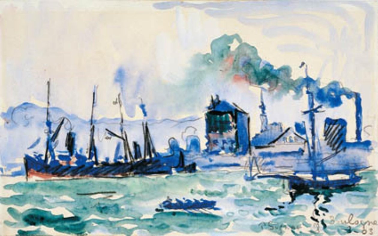 Uitzicht over de haven van Boulogne-sur-Mer door Paul Signac