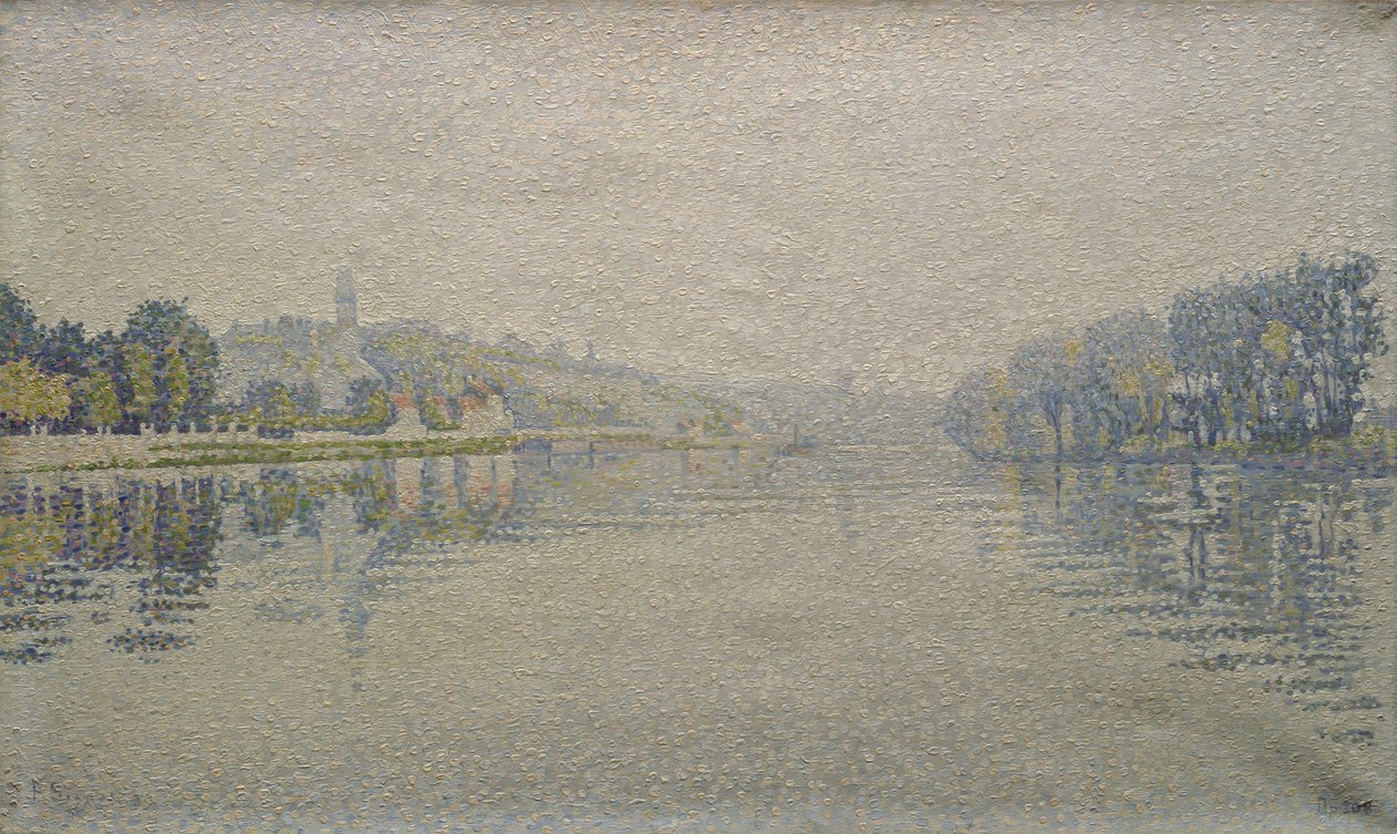 Uitzicht op de Seine bij Herblay door Paul Signac