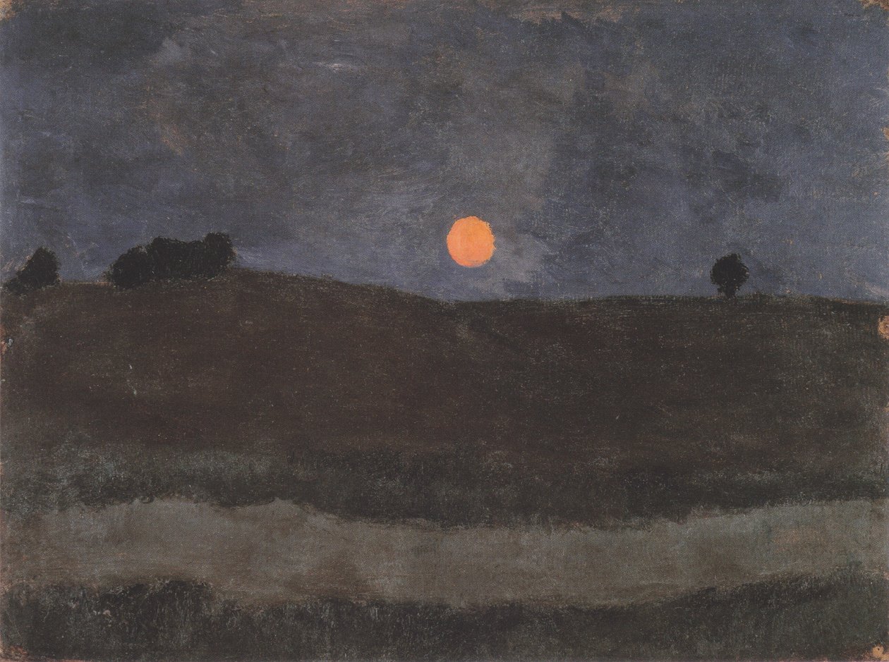Maan boven landschap door Paula Modersohn Becker