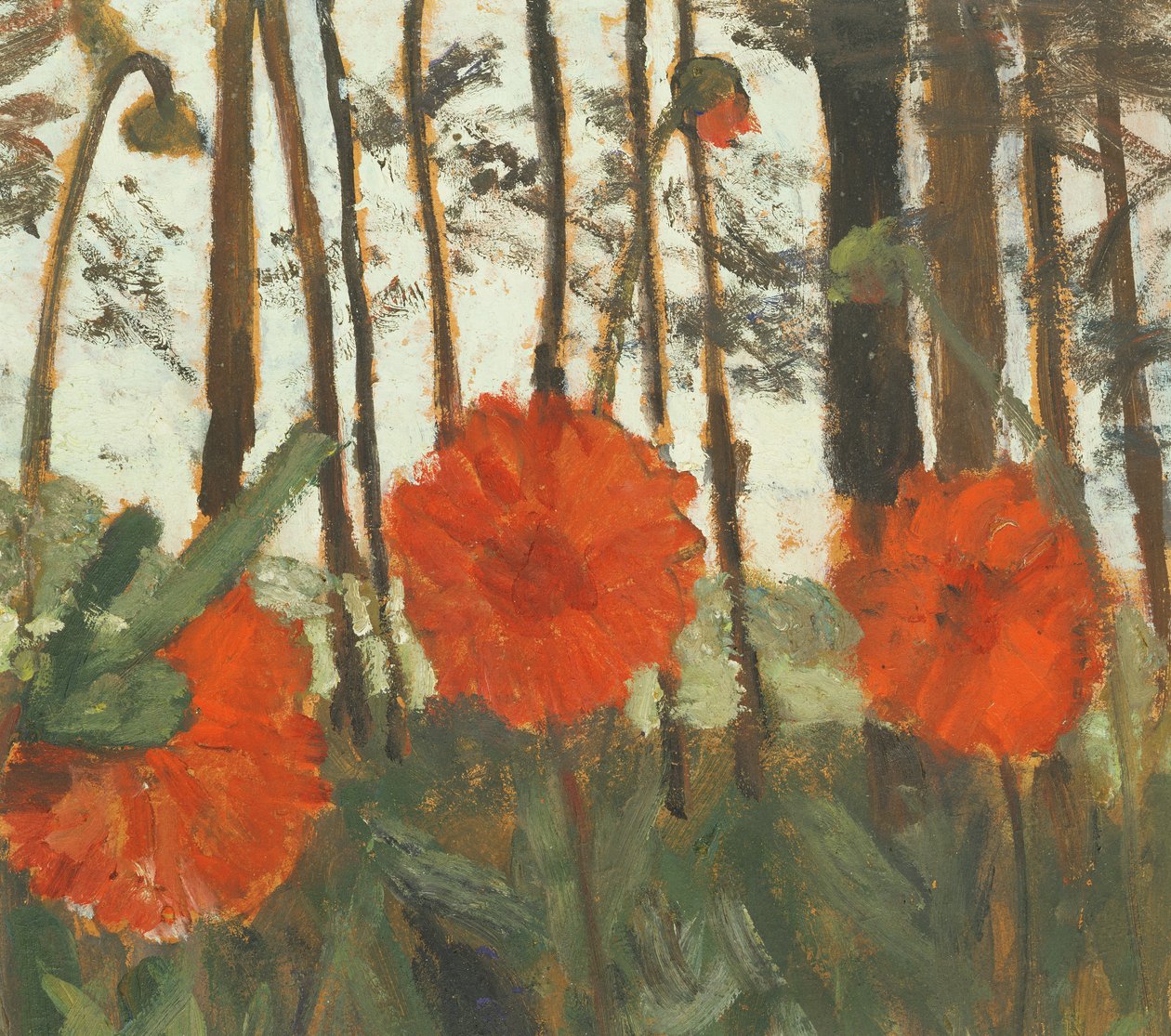 Klaprozen aan de rand van een bos door Paula Modersohn Becker