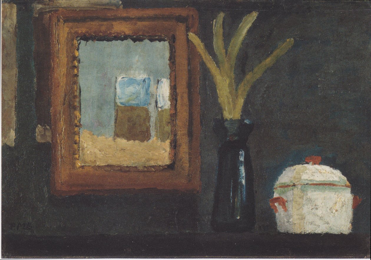 Stilleven met suikerpot en hyacint in glas door Paula Modersohn Becker