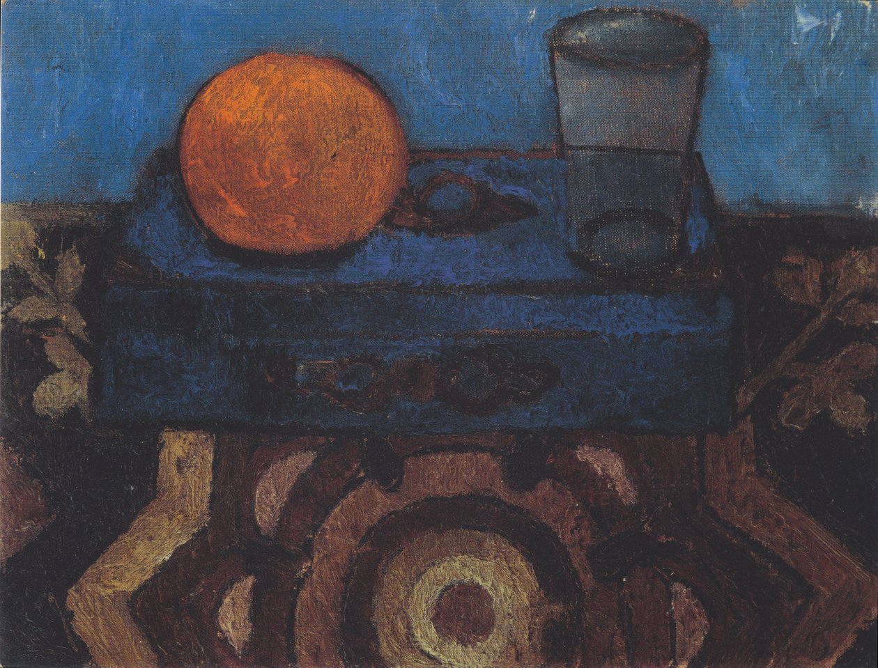 Stilleven met blauwe doos door Paula Modersohn Becker