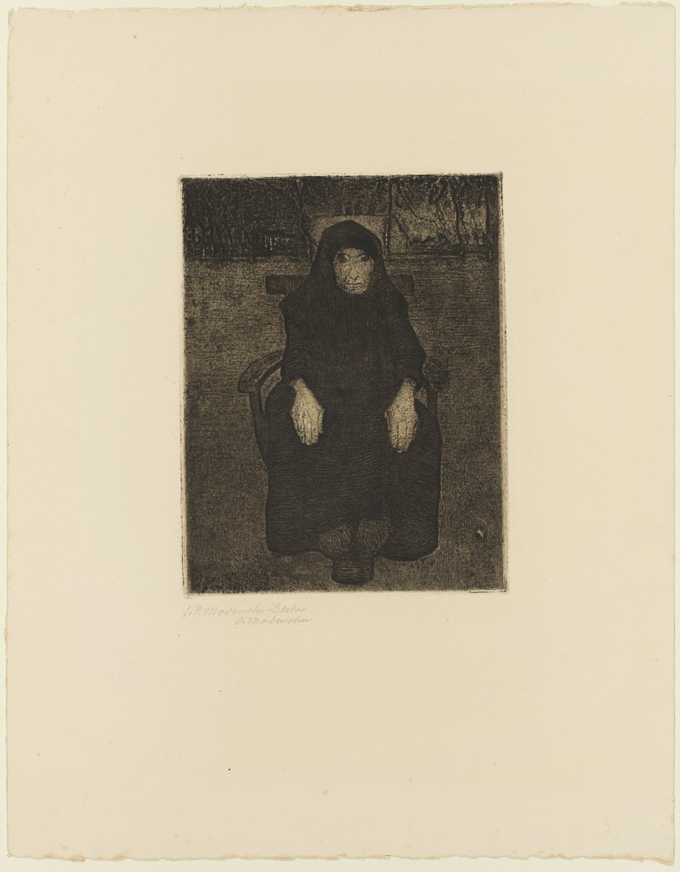 Zittende oude vrouw door Paula Modersohn Becker