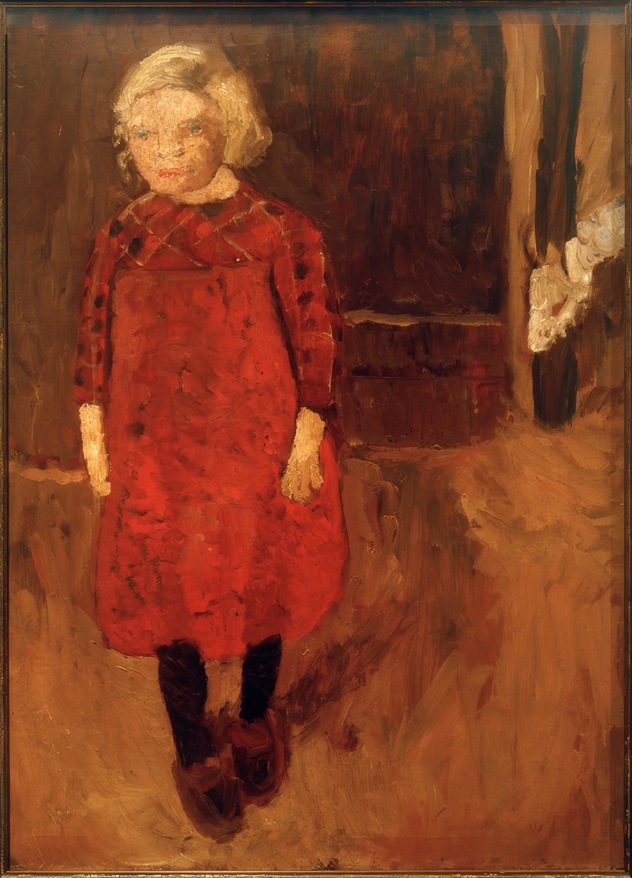Staand meisje voor een geitenstal door Paula Modersohn Becker
