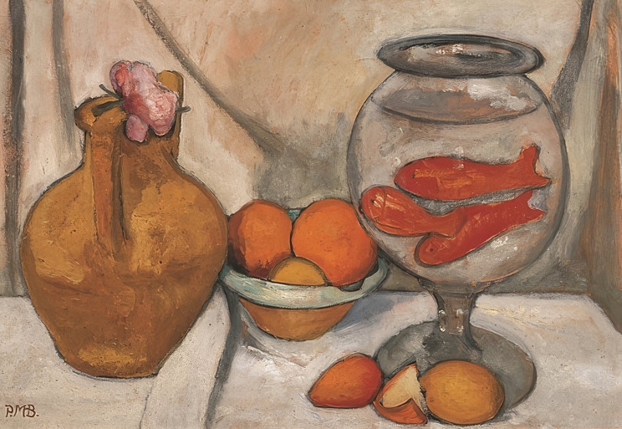 Stilleven met goudviskom door Paula Modersohn Becker