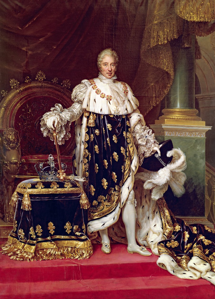 Portret van Karel X (1757-1836) in kroningsgewaden, 1827 door Paulin Jean Baptiste Guerin