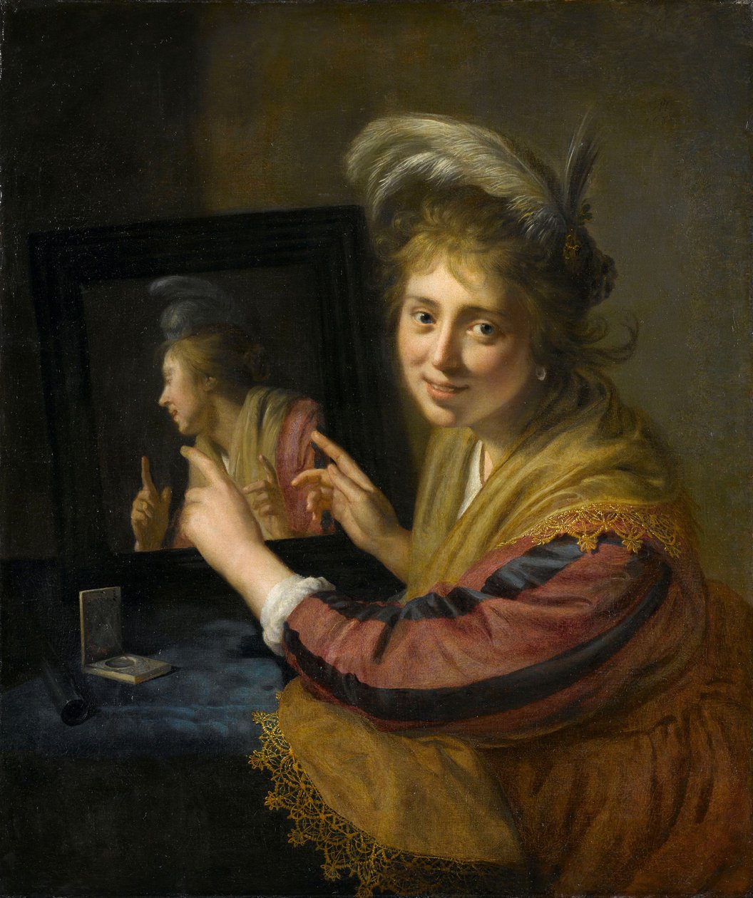 Meisje bij de spiegel, 1632 door Paulus Moreelse