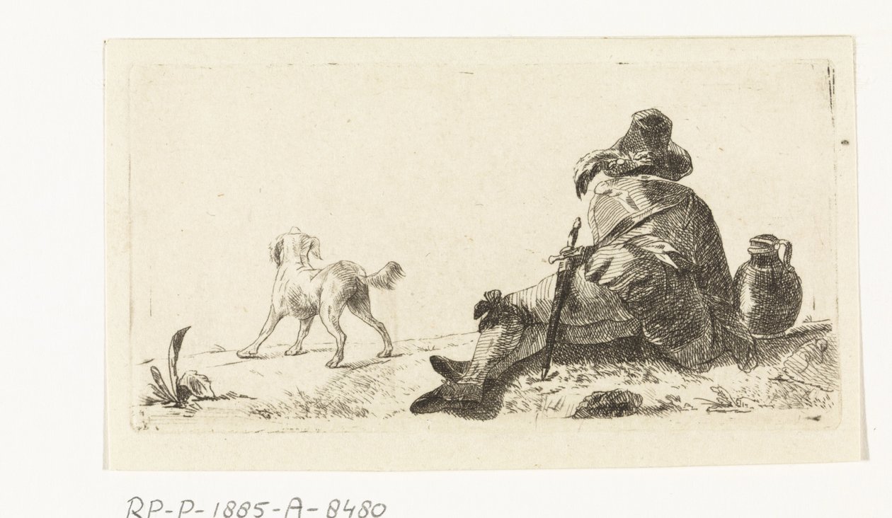 Man met hond door Paulus Charles Gerard Poelman