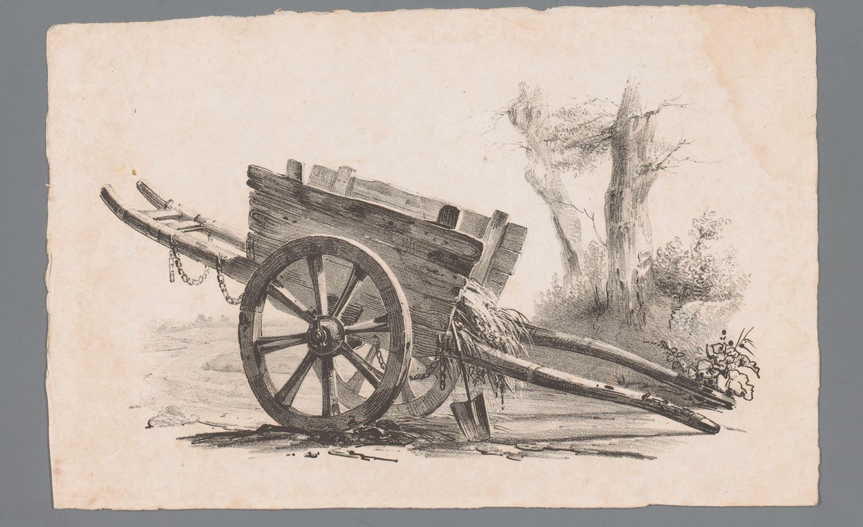 Wagen met twee wielen door Paulus Lauters (attributed to)