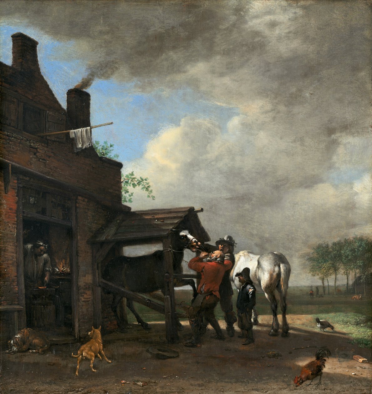 Een hoefsmidwinkel door Paulus Potter