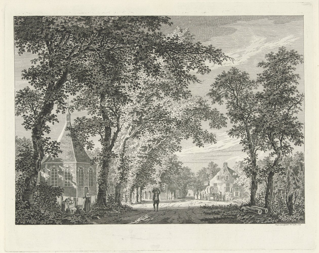 Dorpsgezicht te Driebergen, 1754 door Paulus van Liender