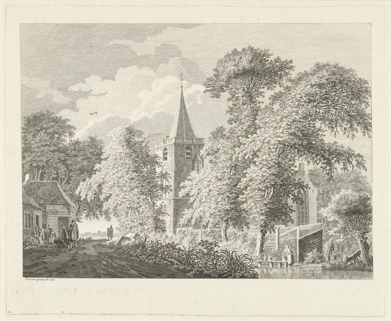 Dorpsgezicht te Maartensdijk, 1753 door Paulus van Liender