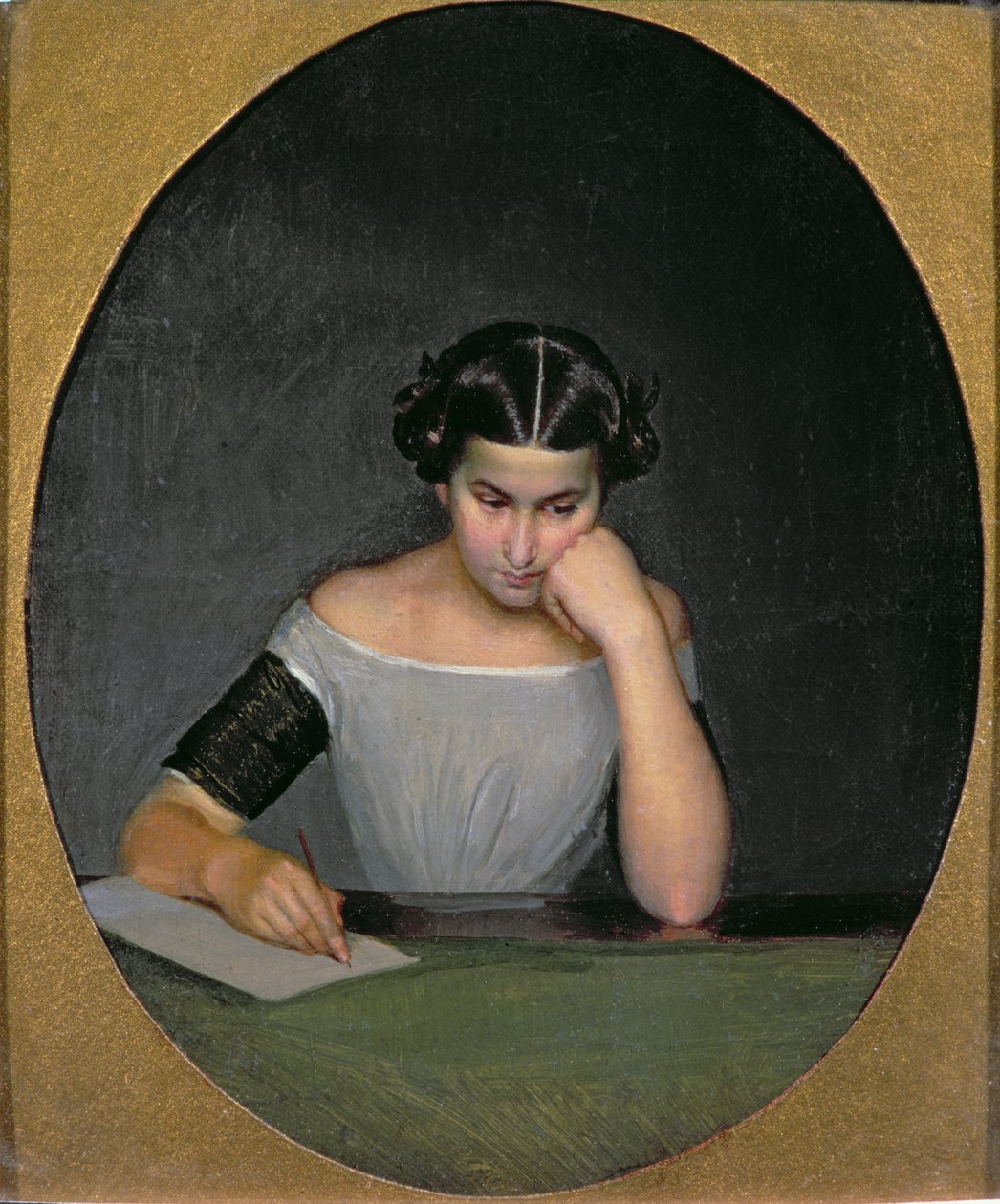 Portret van Olga Petrovna Zhdanovich als Kind door Pavel Andreevich Fedotov