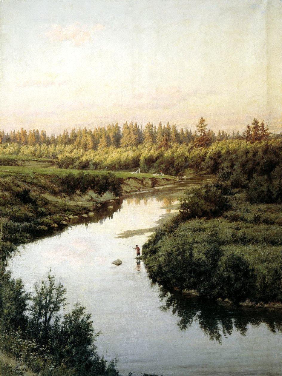 Rivierlandschap door Pavel Alexandrovich Briullov