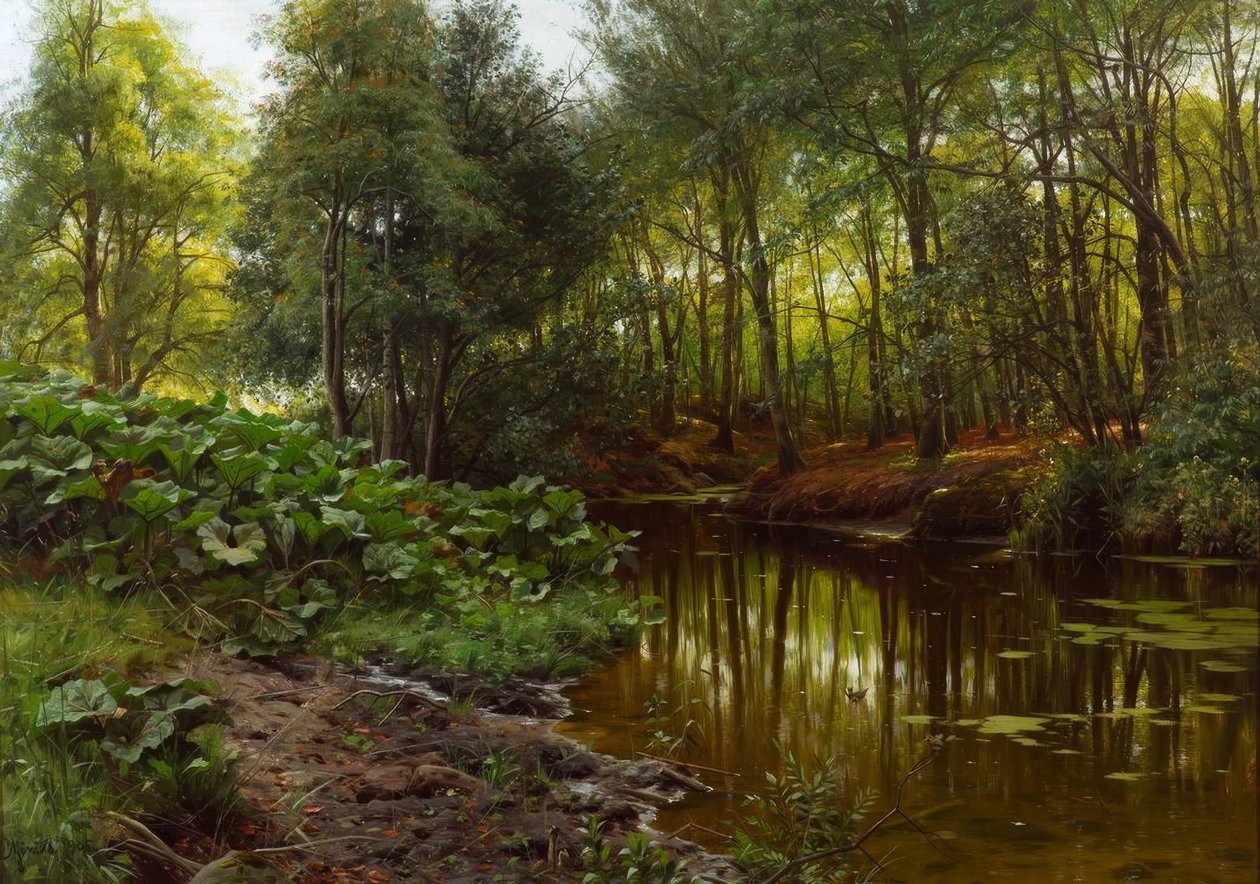 P. Mønsted, Zomerdag aan de bosbeek door Peder Monsted