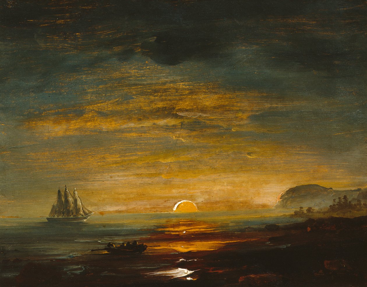 Kustlandschap met zonsondergang door Peder Balke