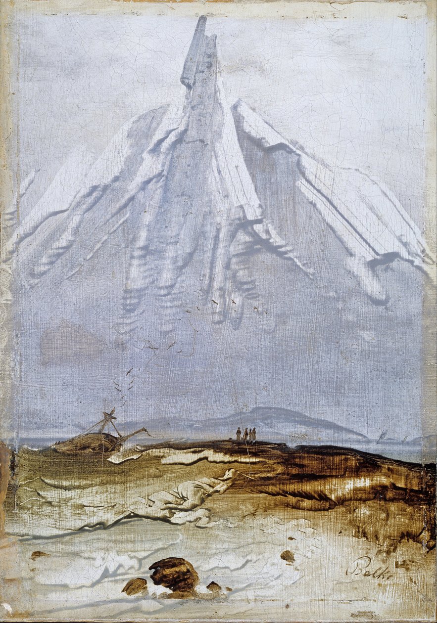 Kustlandschap met wrak door Peder Balke