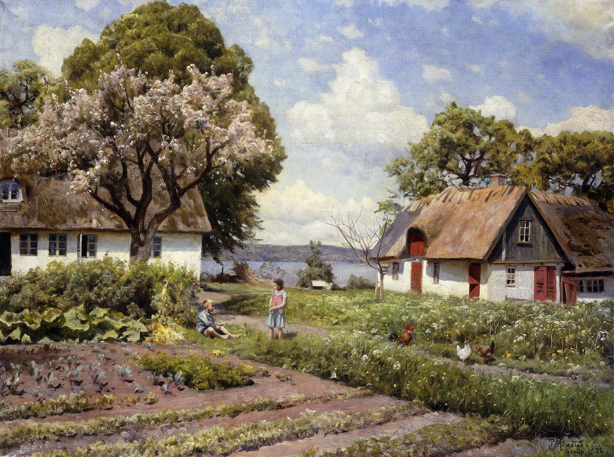 Kinderen op een boerenerf door Peder Monsted