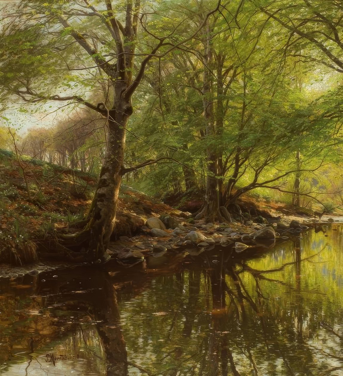 P. Mönsted, Bosbeek in de Lente door Peder Monsted
