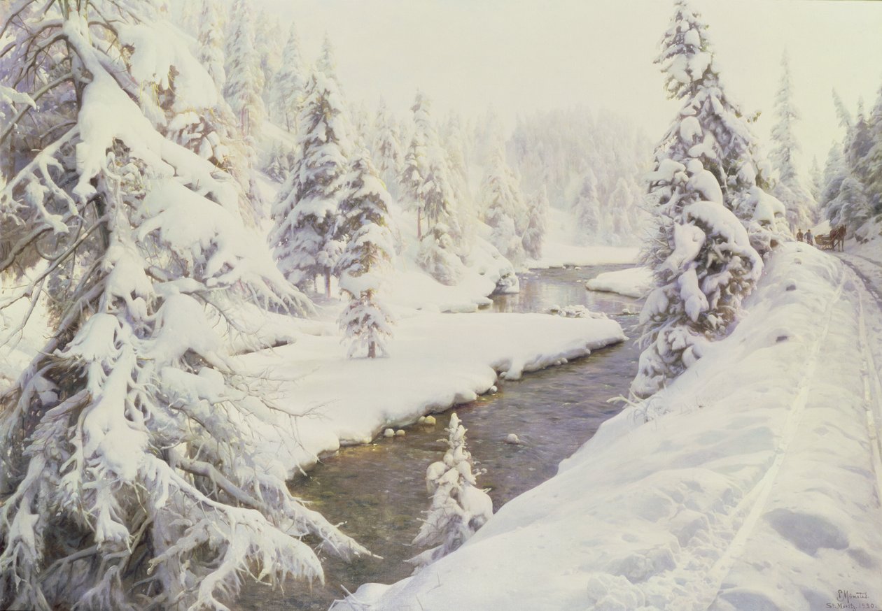 Winterlandschap, St. Moritz door Peder Monsted