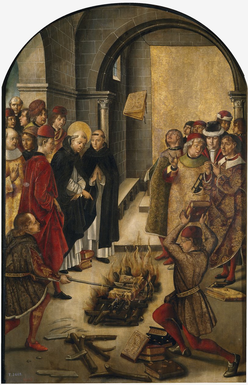 St. Dominicus de Guzman en de Albigenzen door Pedro Berruguete