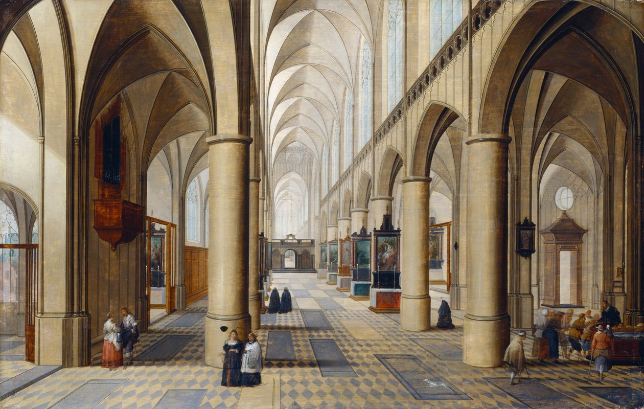 Interieur van een gotische kerk door Pieter the Elder Neeffs