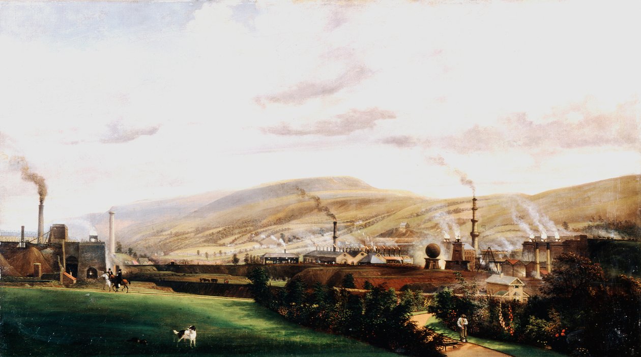 Industrielandschap, Wales, 19e eeuw door Penry Williams