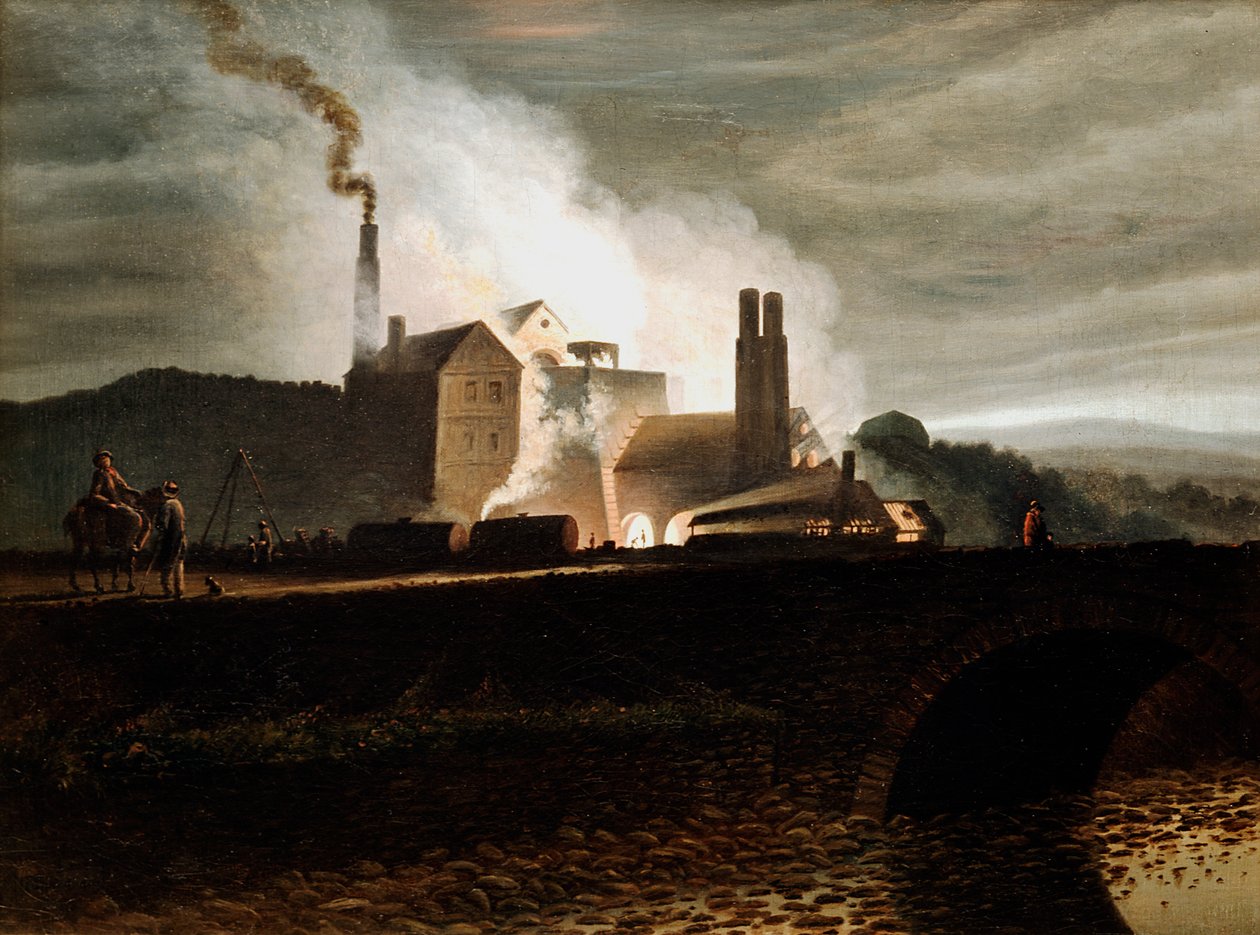 Industrielandschap, Wales, 19e eeuw door Penry Williams