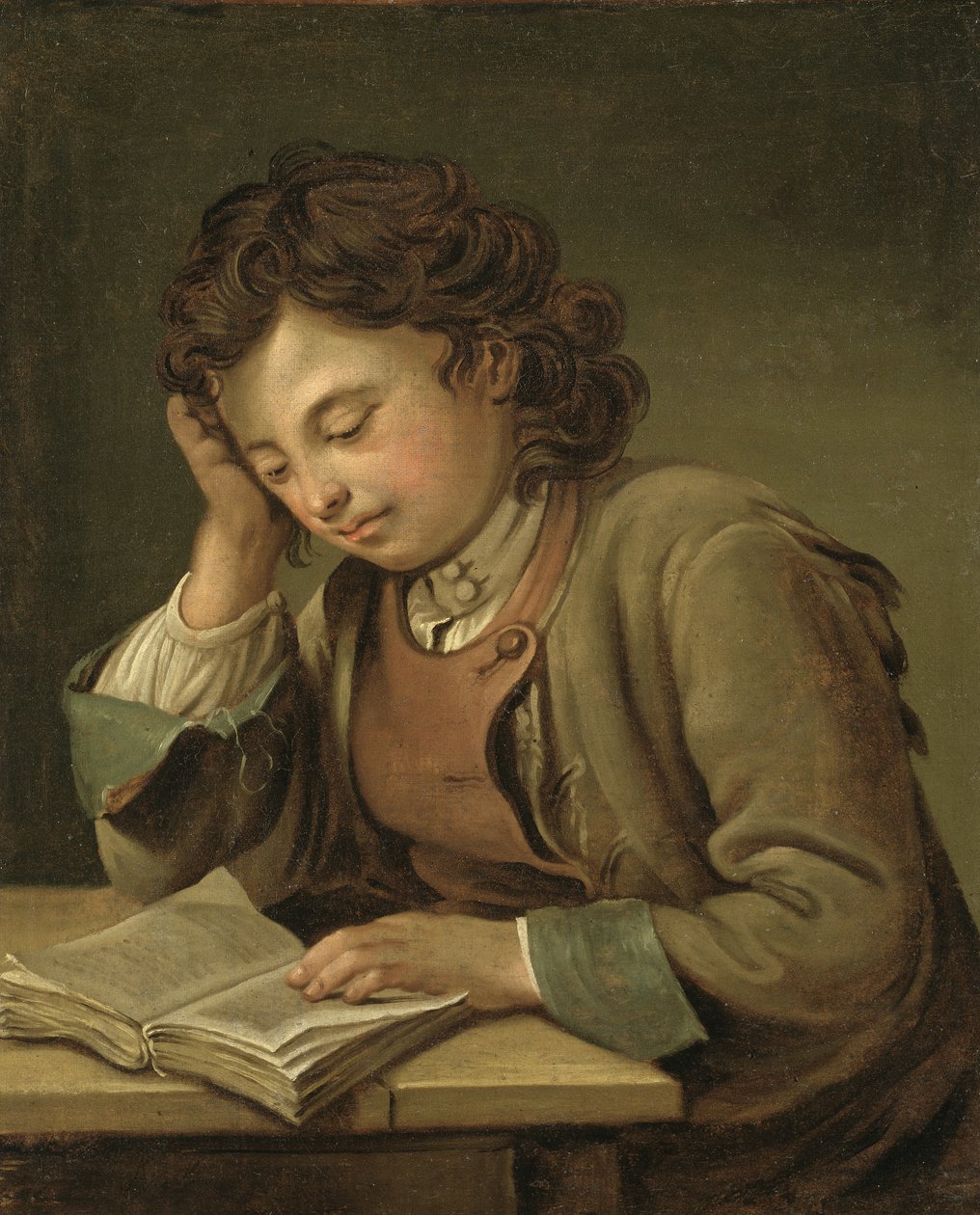 Een jongen die leest door Per Krafft