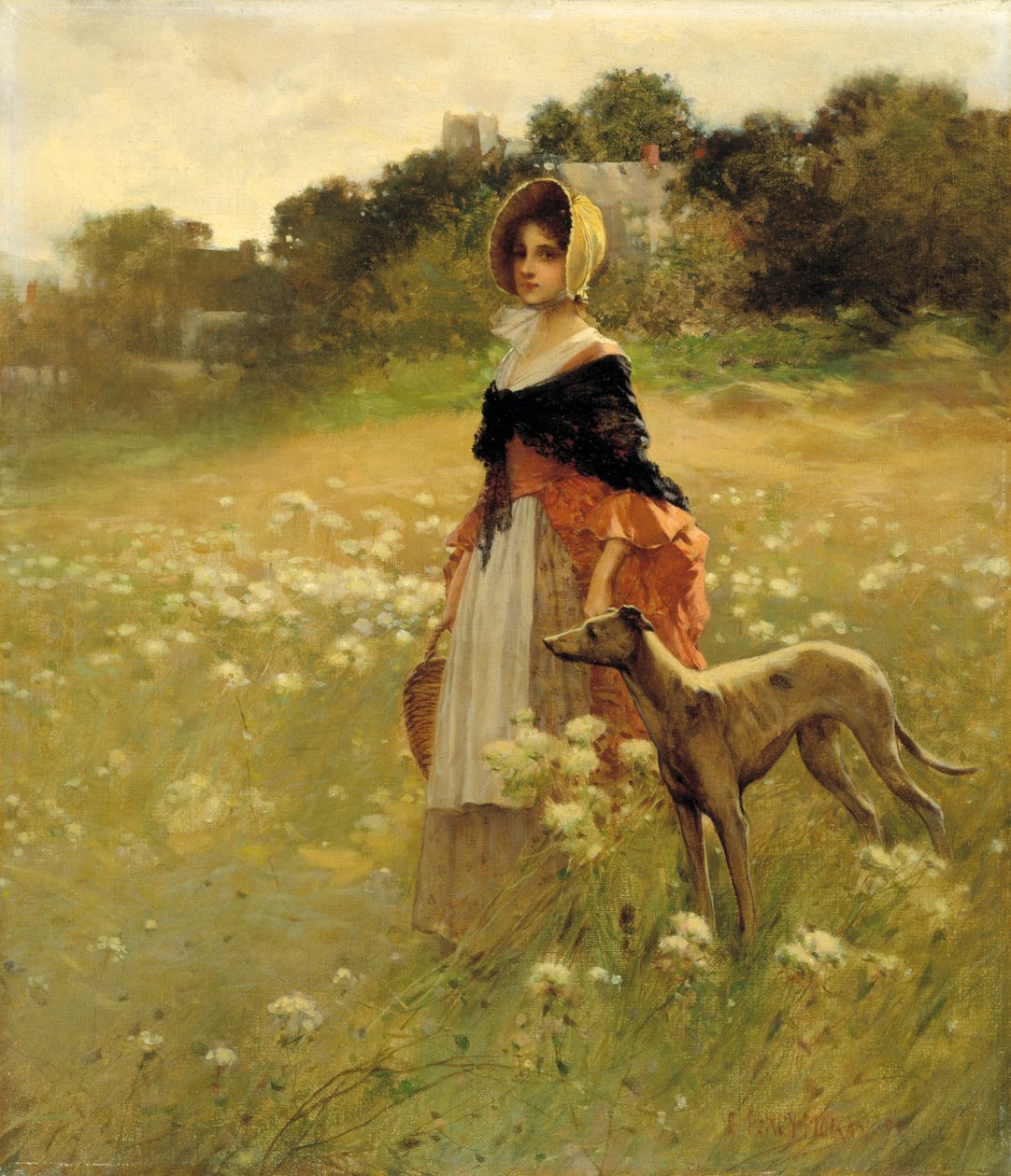 Jong Meisje en Hond, 1890 door Percy Moran