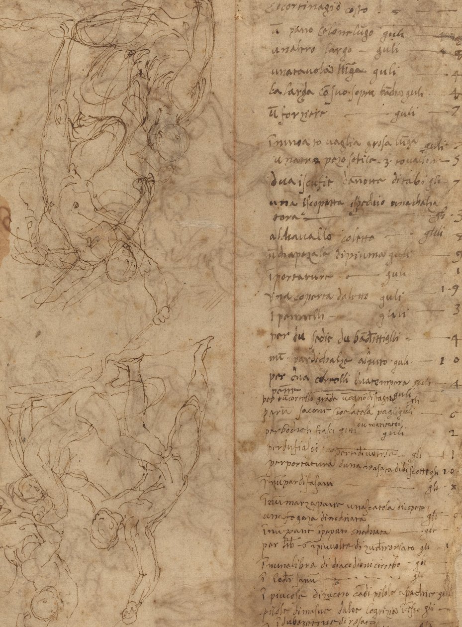 Figurenstudies (verso) door Perino del Vaga