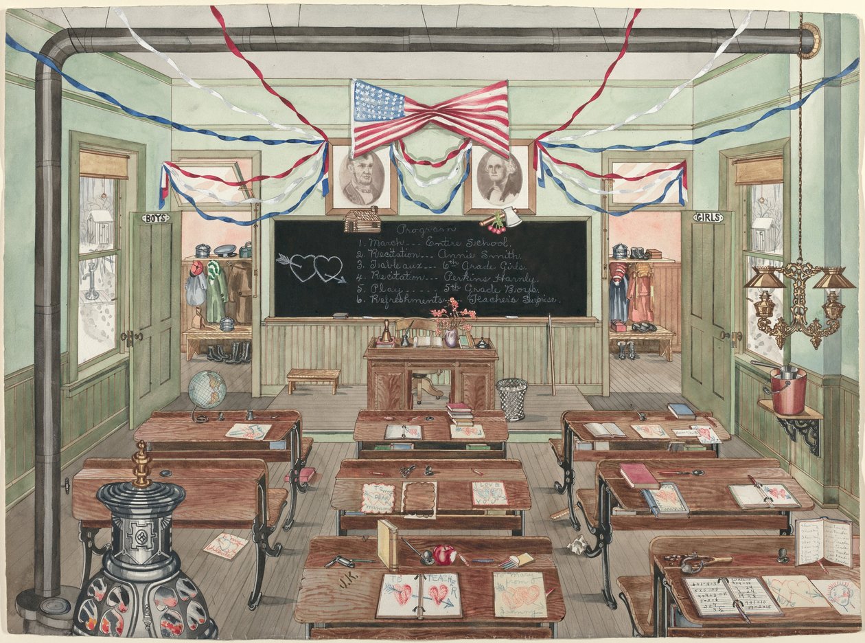 Plattelandse Schoolkamer, 1900 door Perkins Harnly