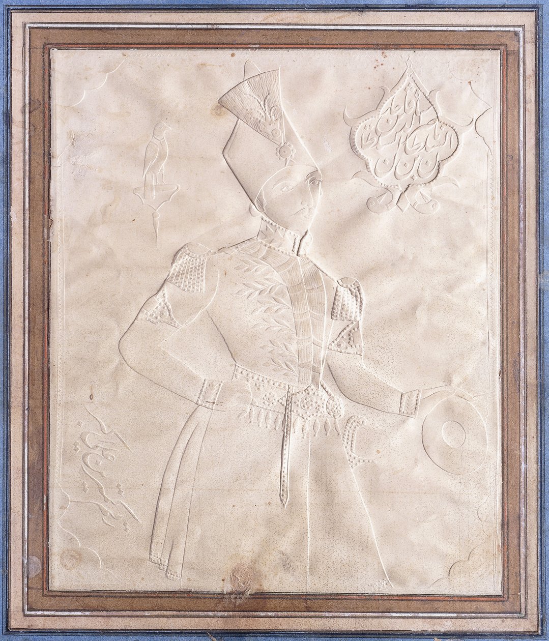 Een khatt-i-nakhun schets van Nasr al-Din Shah door Persian School