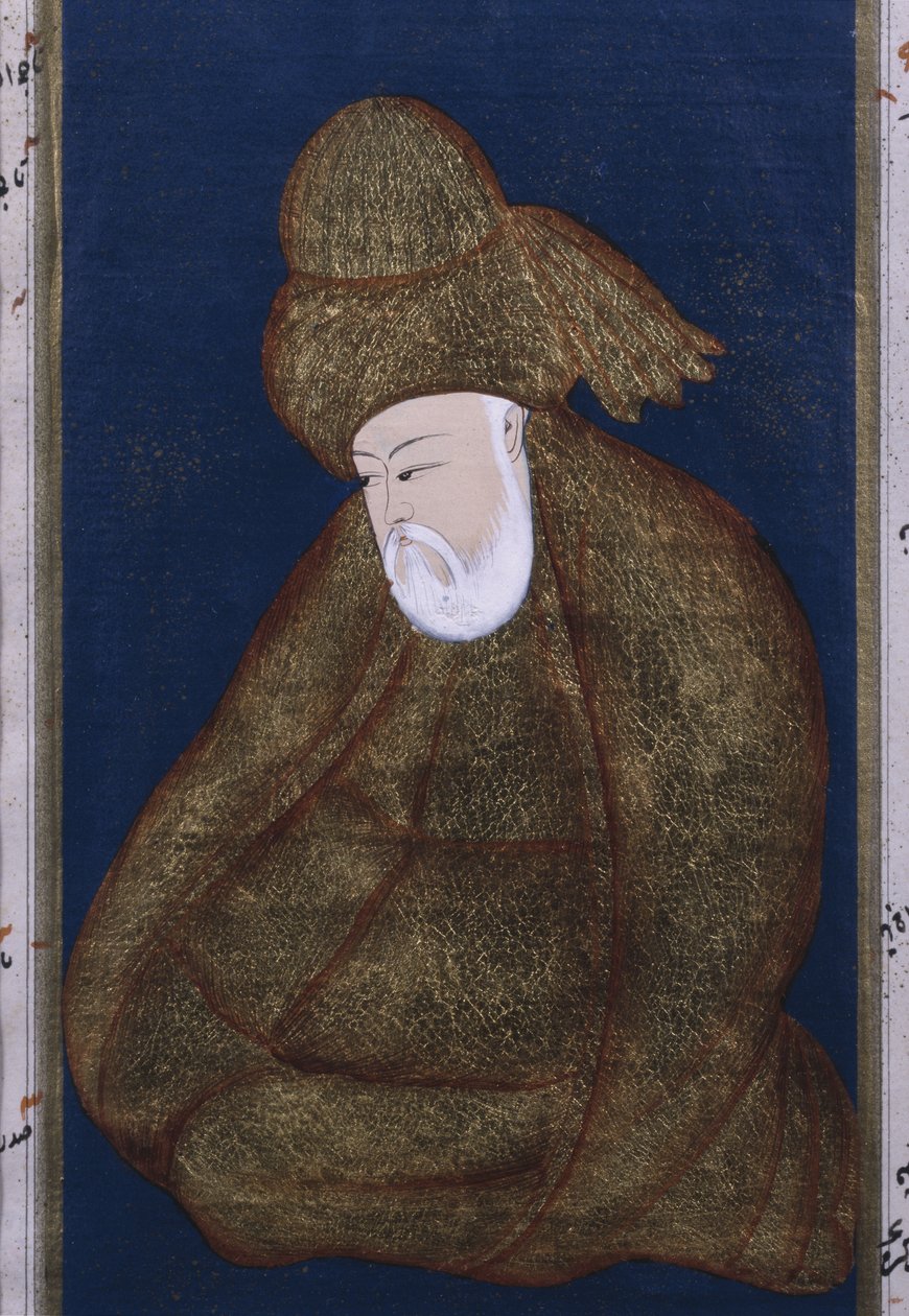 Omar Khayyam (goud op papier) door Persian School