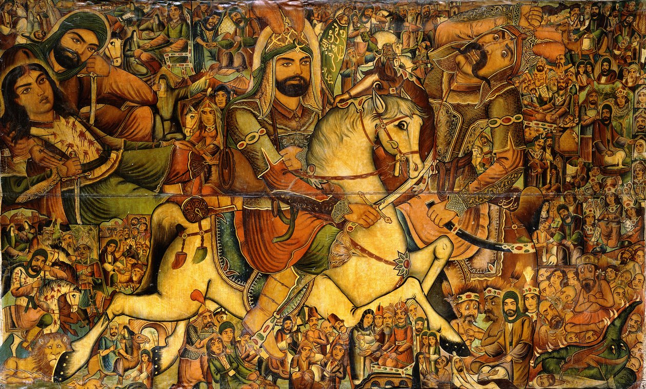 De Slag bij Kerbala, 19e eeuw door Persian School