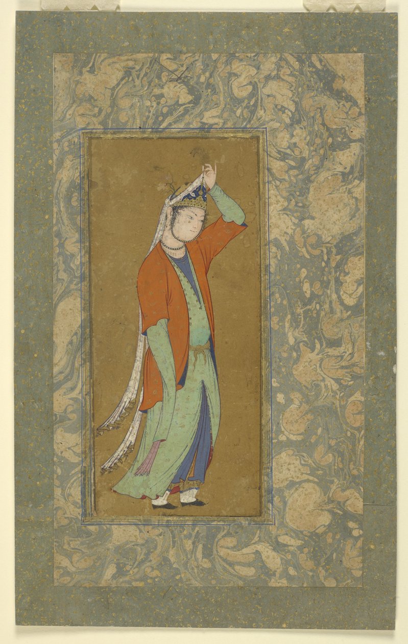 Vrouw past haar aigrette aan, c.1590 door Persian School