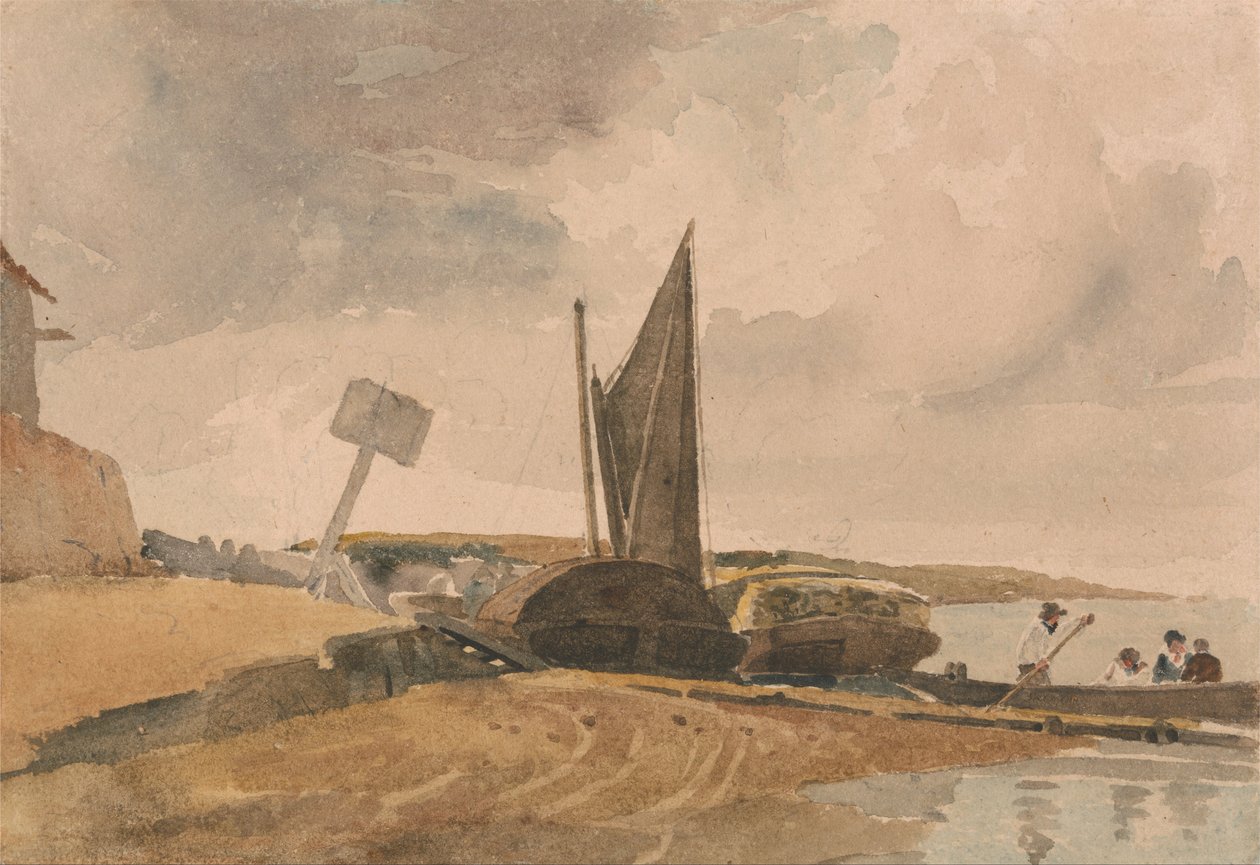 Laag tij, bootlanding door Peter de Wint