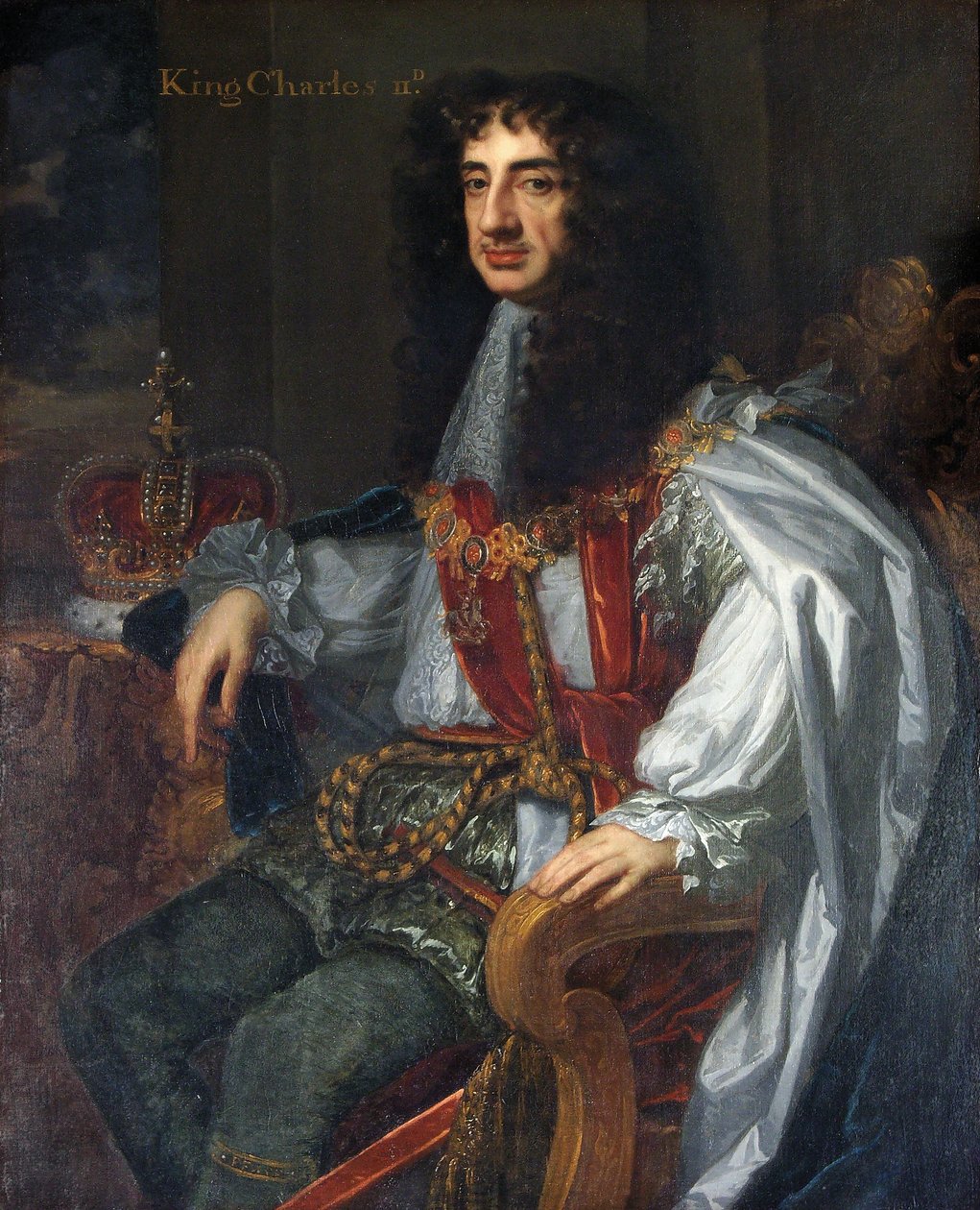 Koning Karel II in Garter-gewaden door Peter Lely