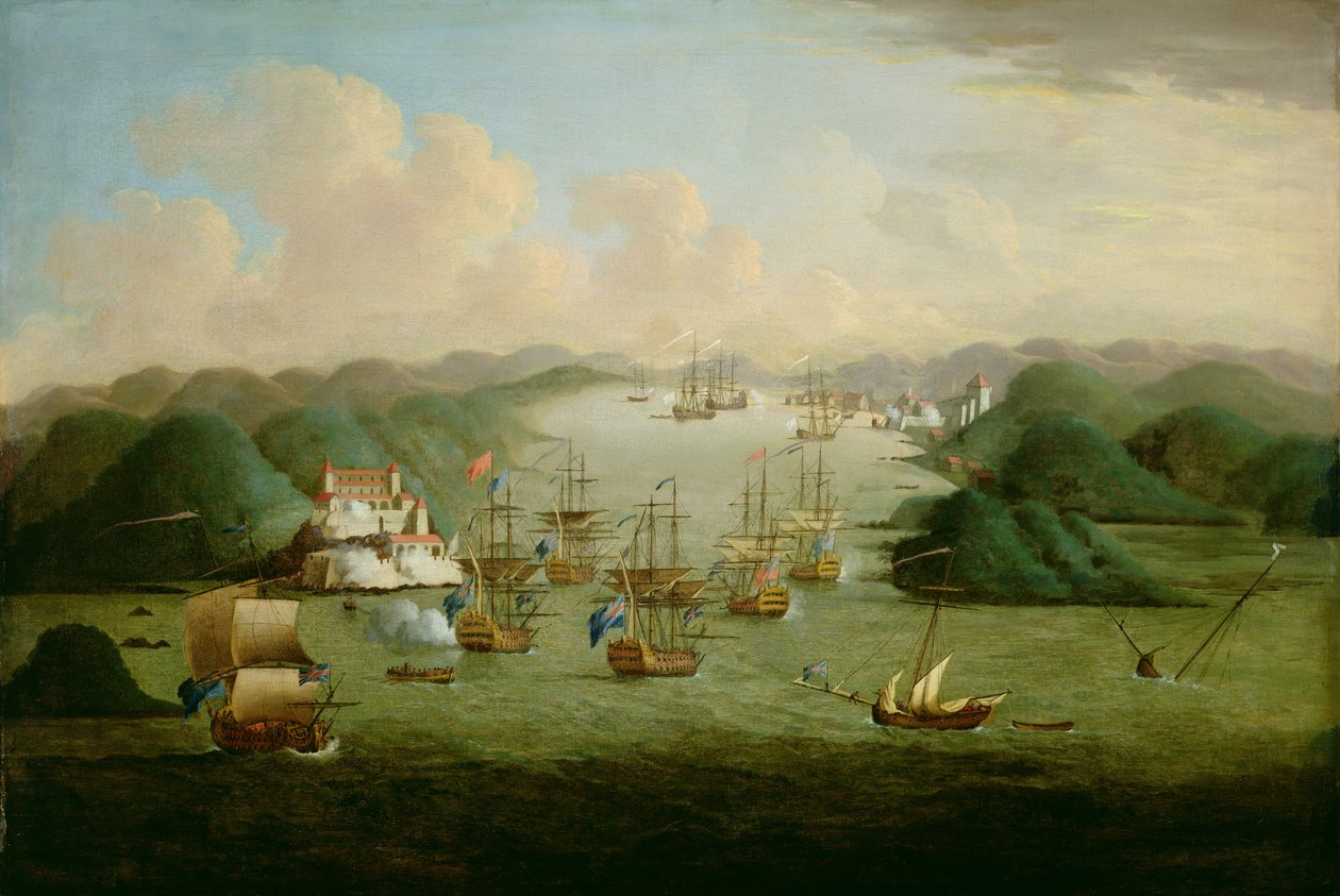 Verovering van Porto Bello in 1739 door Peter Monamy