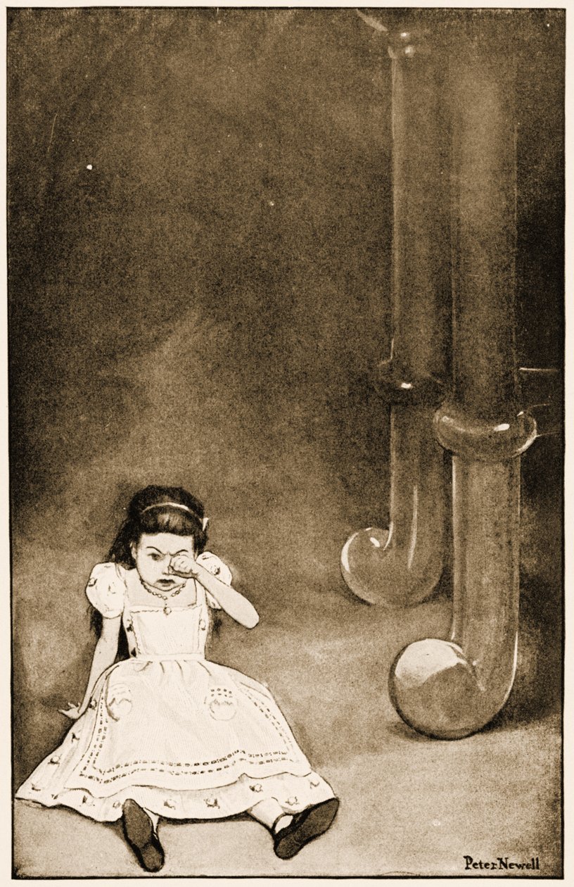 "Het arme ding ging zitten en huilde", illustratie voor Lewis Carrolls Alice
