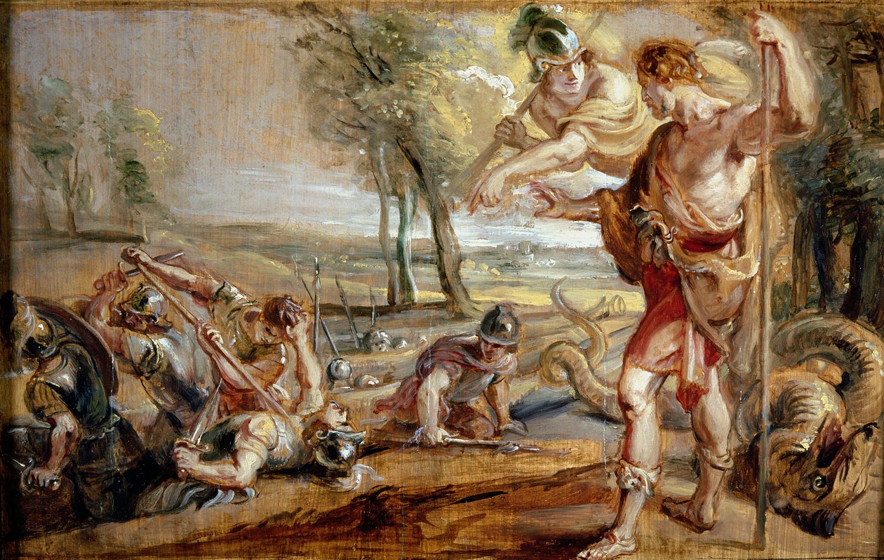 Cadmus zaait de drakentanden door Peter Paul Rubens