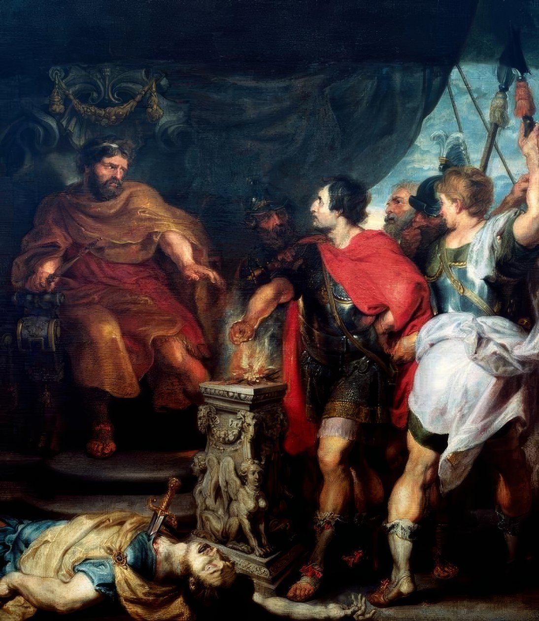 Mucius Scaevola voor Porsenna door Peter Paul Rubens