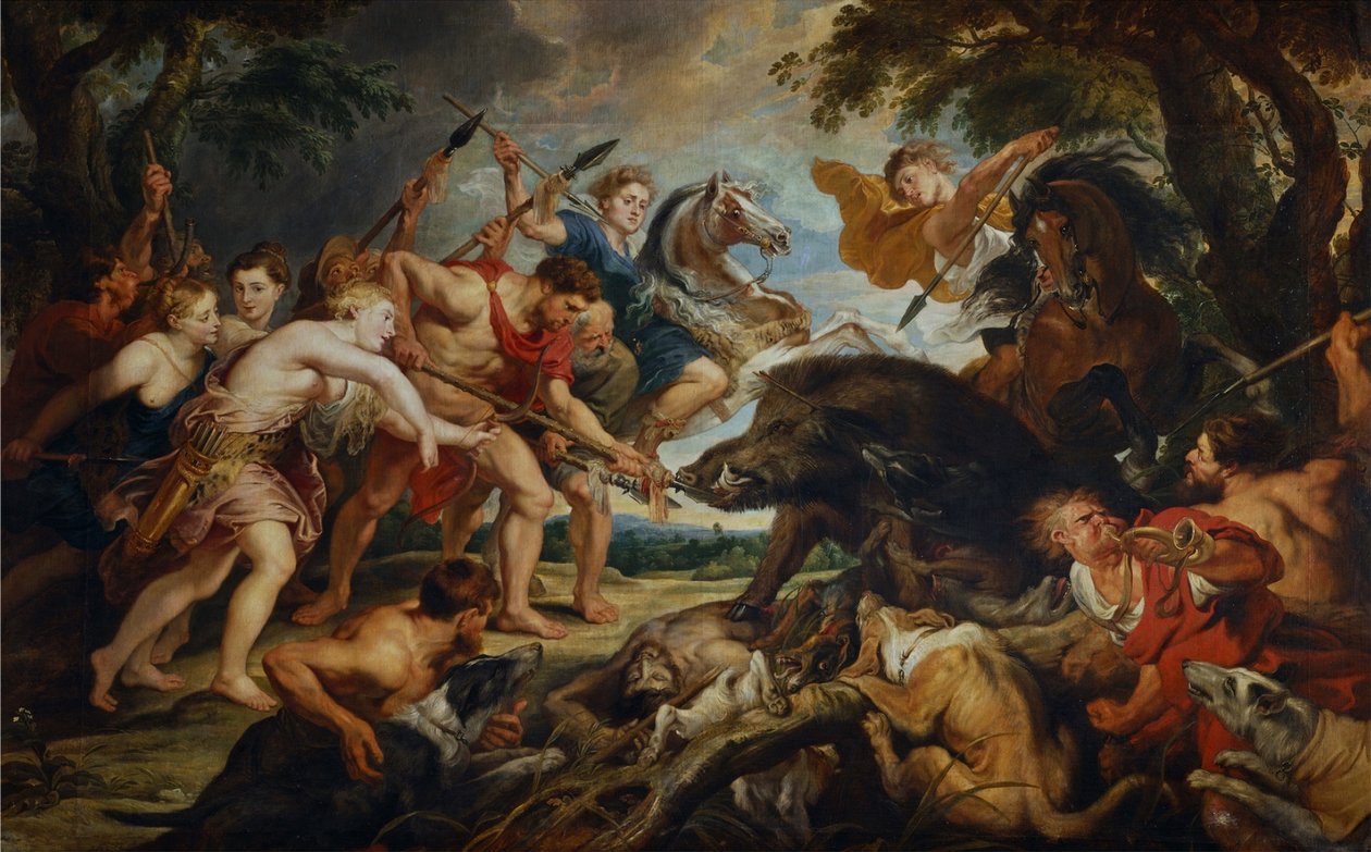 De jacht op Meleagros en Atalante door Peter Paul Rubens