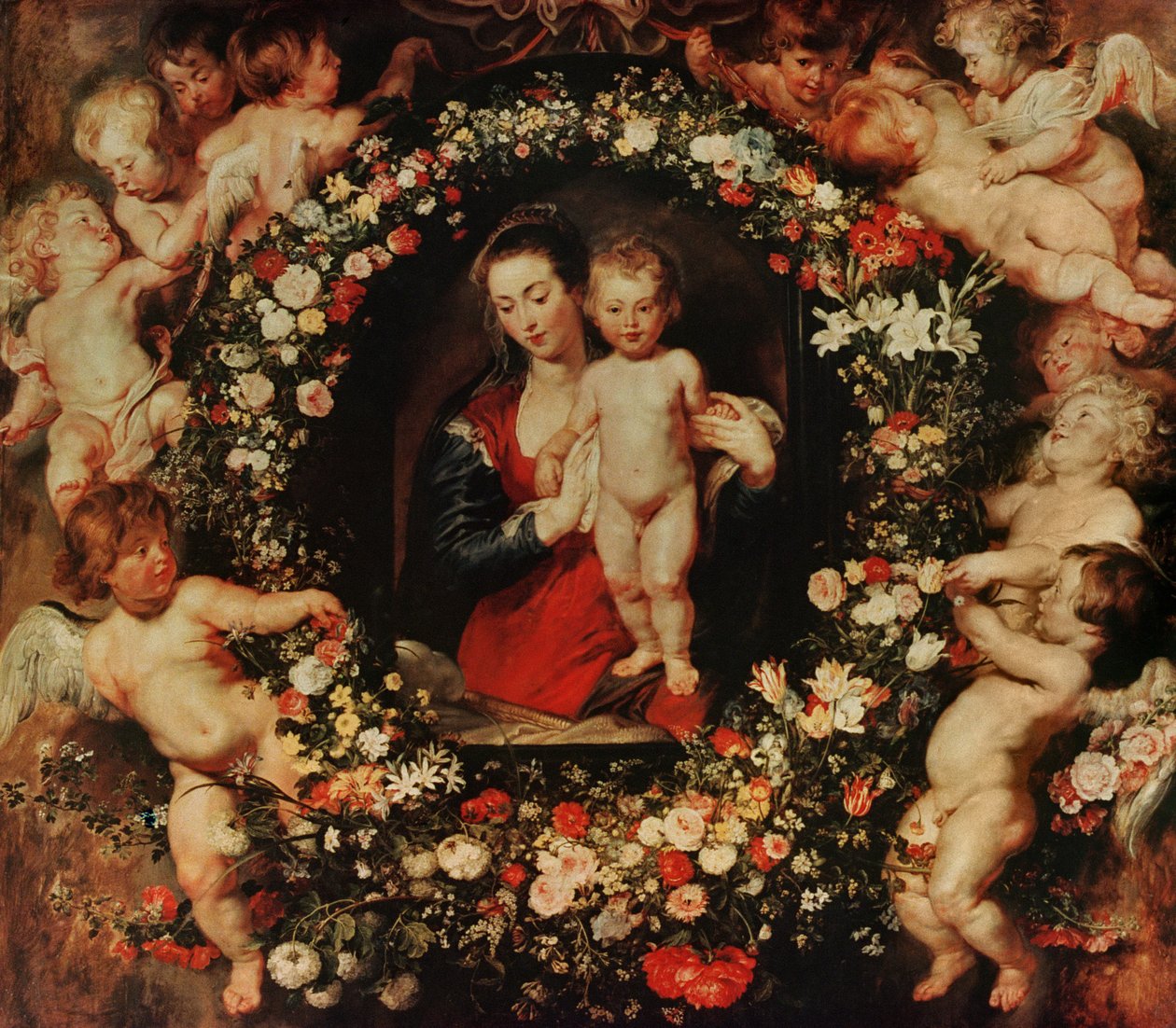 Maagd met een bloemenkrans, ca. 1618-20 door Peter Paul Rubens